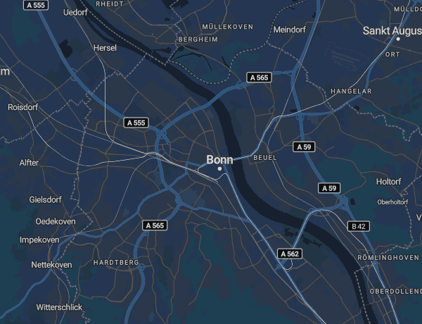 Karte von Bonn mit dem Rhein