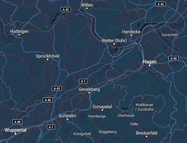 Karte des Ennepe-Ruhr-Kreises