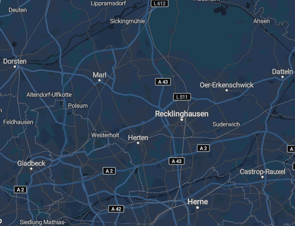 Karte des Kreises Recklinghausen (Vest)