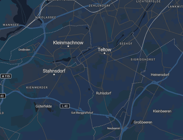 Karte des Landkreises Potsdam-Mittelmark mit Teltow, Kleinmachnow und Stahnsdorf