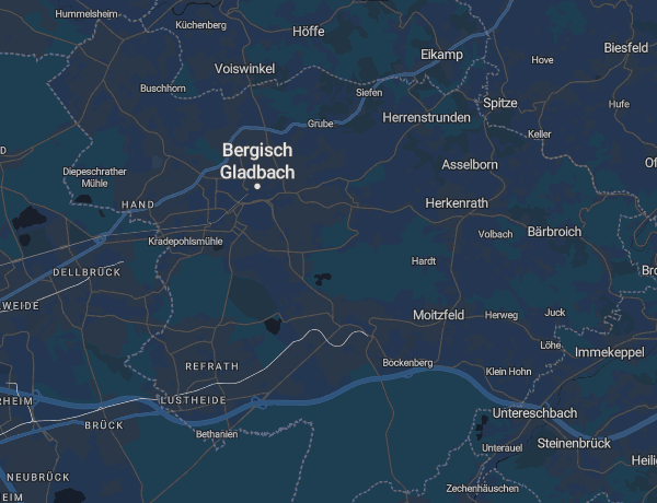 Karte des Rheinisch-Bergischen Kreises mit Bergisch Gladbach und Rösrath