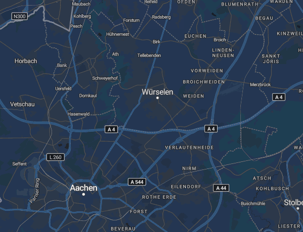 Karte der StädteRegion Aachen mit Aachen, Würselen und Herzogenrath
